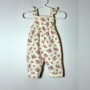 Floral Cream Kids Overalls 100% Cotton Size 3-6 months